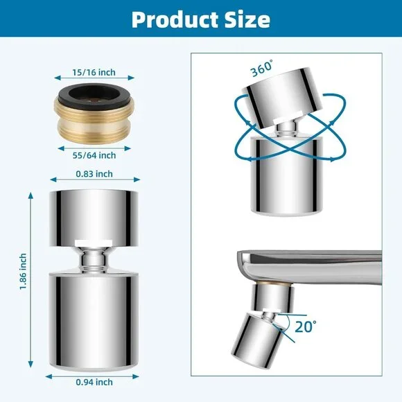 NSF/ANSI/CAN 61 Certified Faucet Aerator, CUPC Certification 360° Twist Kitchen - Picture 2 of 8